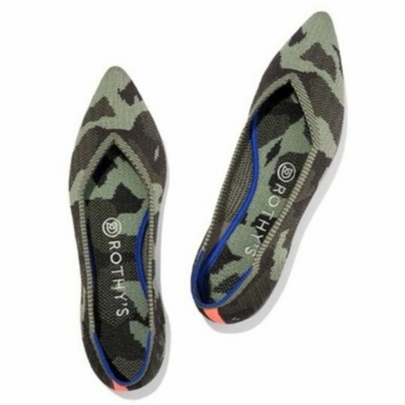 exc ROTHY'S olive green camo point flats 8.5 - Picture 1 of 7